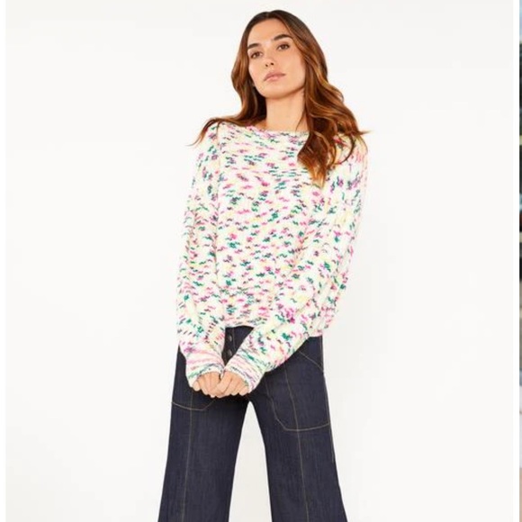 NWT $260 Cinq A Sept Multi Space Dye Mari Chunky Knit Sweater Top XSmall - Picture 3 of 6